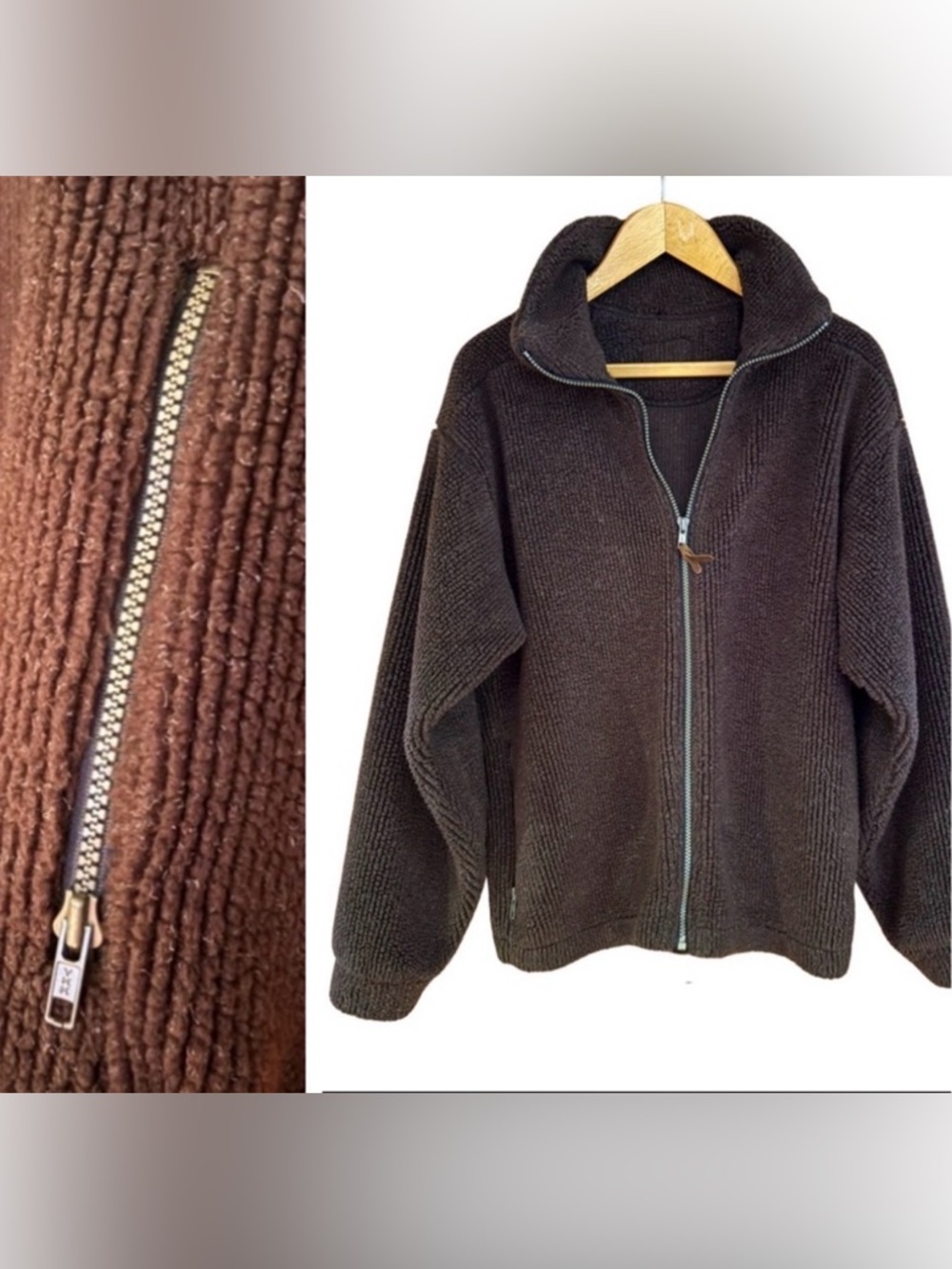 Vintage Chuck Roast Men’s Heathered Brown Full Zip Fleece Size Small